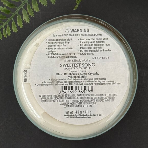 BBW Sweetest Song Bath & Body Works 3 Wick Candle - Picture 10 of 10